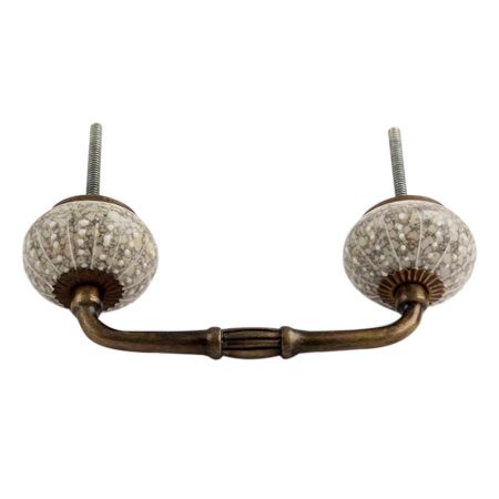 White Embossed Bridge Wardrobe Handle